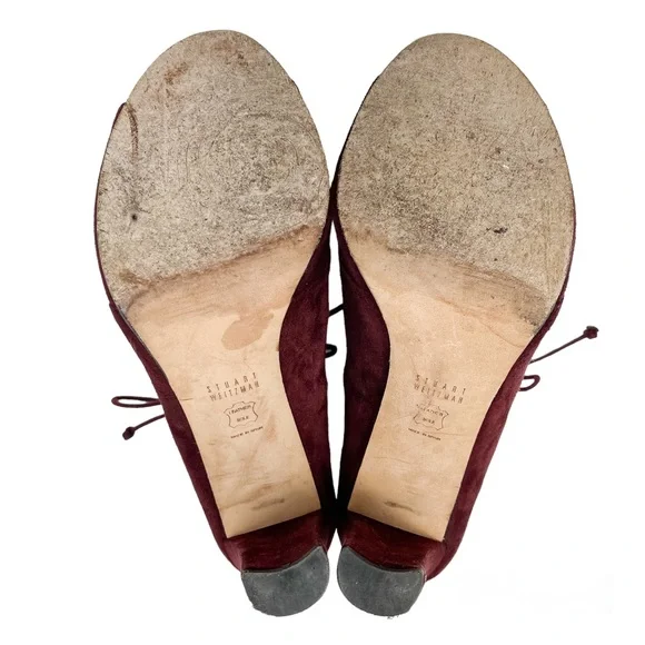 Stuart Weitzman Bound Lace-Up Peep Toe Bootie Women’s 10 - Picture 9 of 11